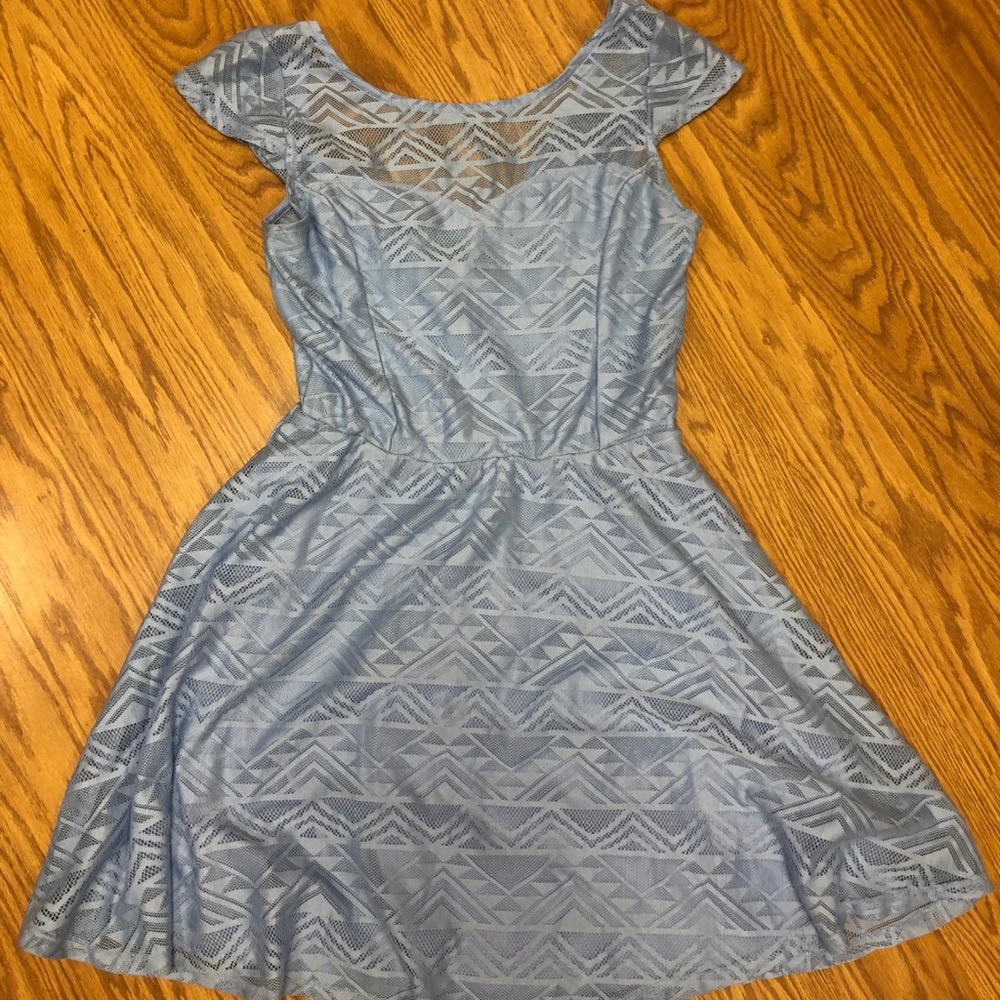 Aztec print light blue grayish colored dress